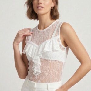 BLUSA SMANICATA PIZZO E ROUGES |