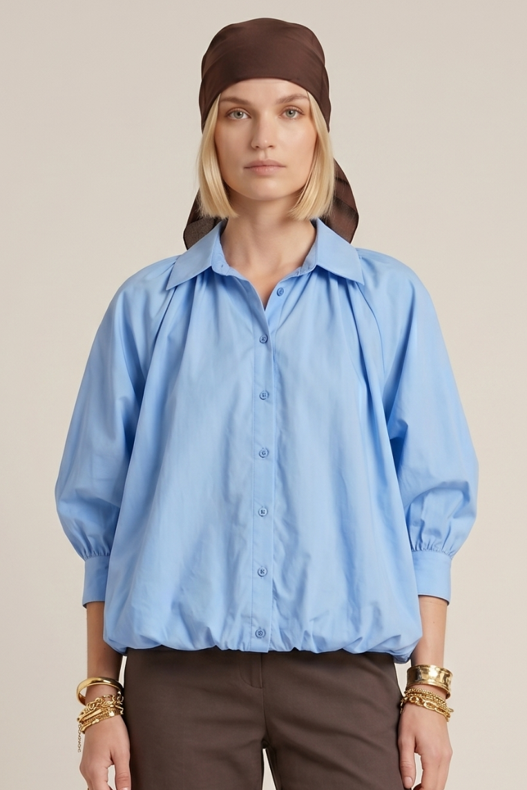 CAMICIA IN POPELINE A PALLONCINO